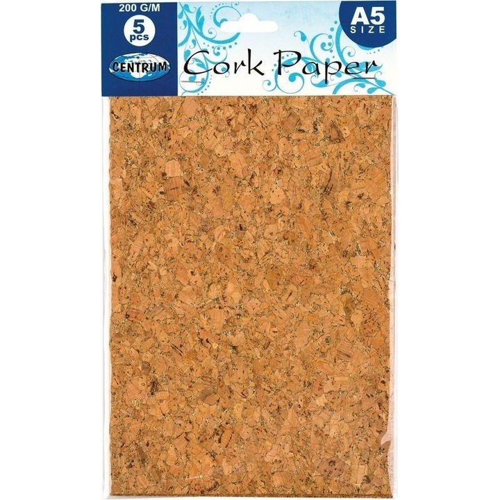 Foi din pluta Centrum 379835, A5 (148 x 210 mm), 200 g/m², 5 bucati, natural