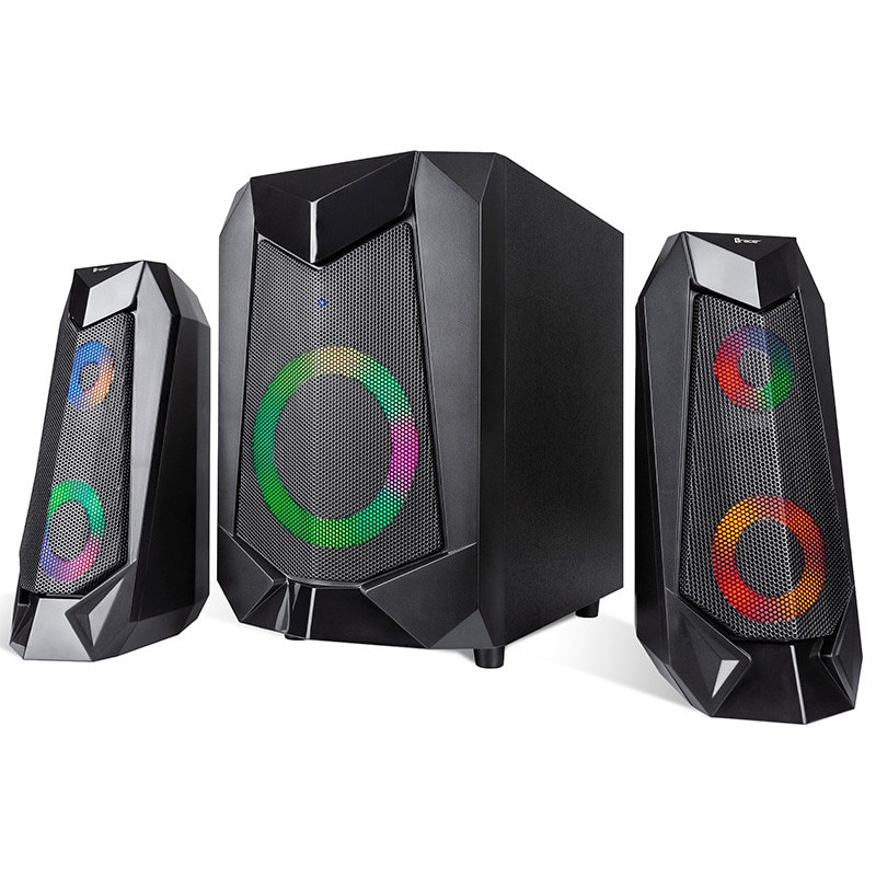 Set boxe Tracer 2.1 Hi-Cube RGB Flow BT, subwoofer din lemn, iluminare ...