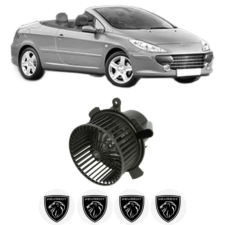 Ventilator Aeroterma Habitaclu PEUGEOT 307 CC (3B) din 2003-2009, auto, 4x Stickere Auto cu PEUGEOT