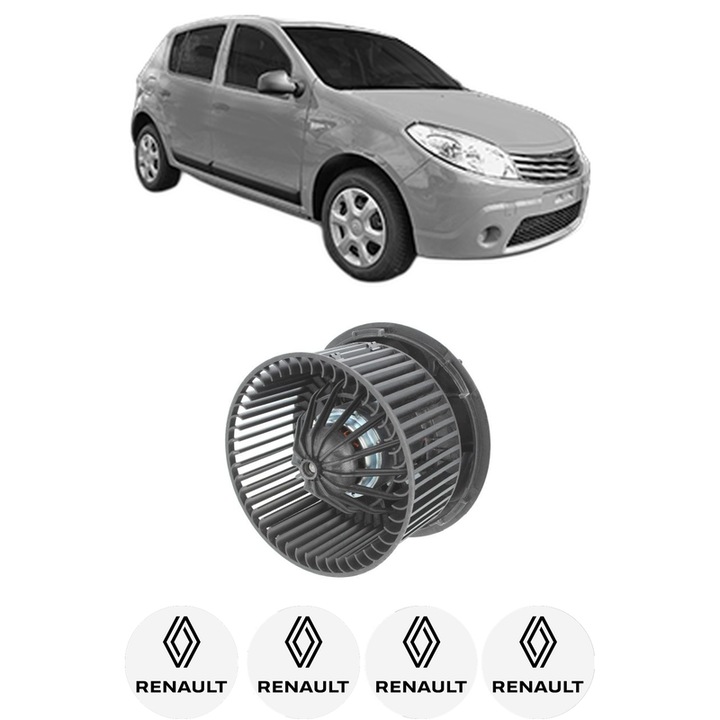 Ventilátor fűtőmotor utastér RENAULT SANDERO/STEPWAY I (BS_) 2012-től, autó, 4x autómatrica RENAULT-val