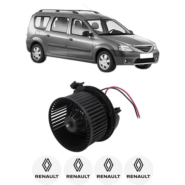 Ventilator Aeroterma Habitaclu RENAULT LOGAN I Estate (KS_) din 2007-2015, auto, 4x Stickere Auto cu RENAULT