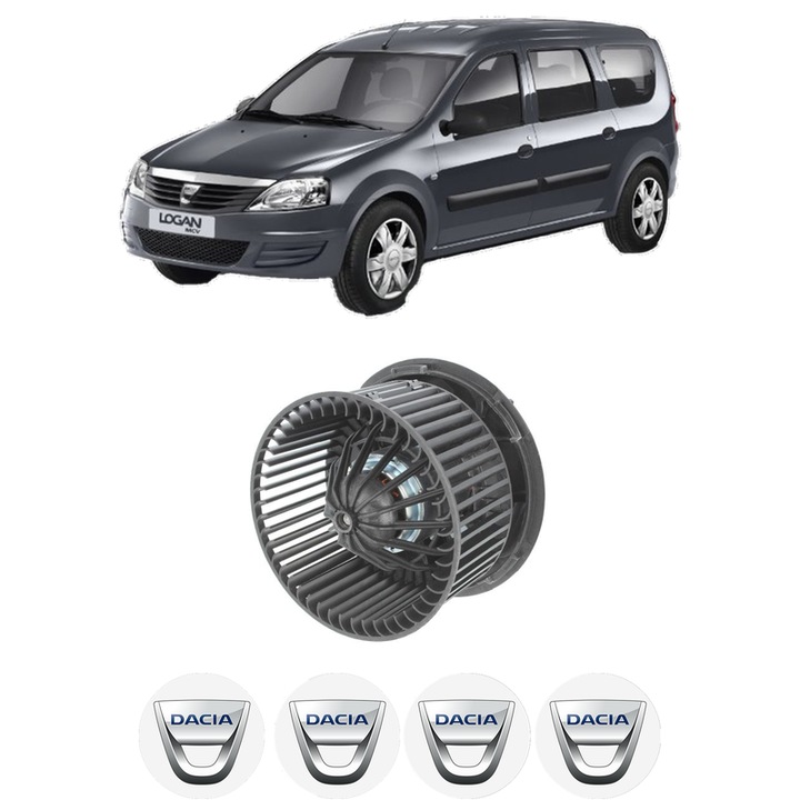 Ventilator Aeroterma Habitaclu DACIA LOGAN MCV (KS_) din 2007-2013, auto, 4x Stickere Auto cu DACIA