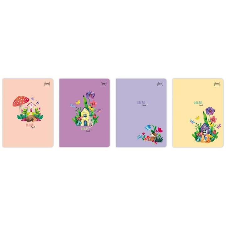 A5 füzet, INTERDRUK, 32 lapos, négyzetrácsos, lekerekített sarkokkal, 10 darabos szett.