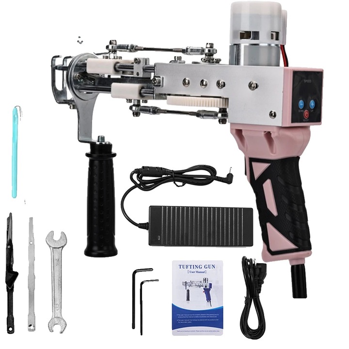 Tufting pisztoly, digitális sebességszabályozás, könnyű kialakítás, rózsaszín, 100-240V