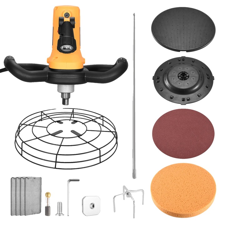 Mistrie de beton, 4 lame din otel, portocalie, 5.6 kg