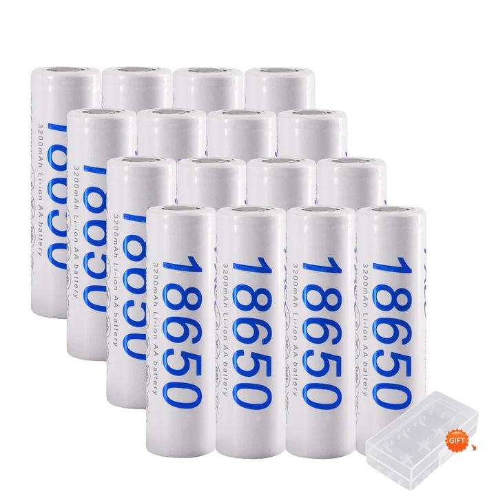 Set 16 Baterii Litiu Reincarcabile, Palo, 3200mAh, 3.7V, Capacitate Mare, Compatibile cu Unelte si Lanterne