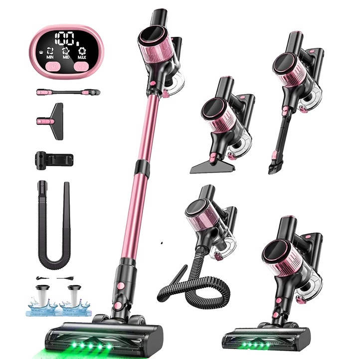 Aspirator fara fir, 10 in 1, Roz, 3 kg