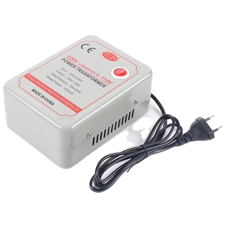 Feszültségátalakító, 1000W, túlterhelés elleni védelem, fehér