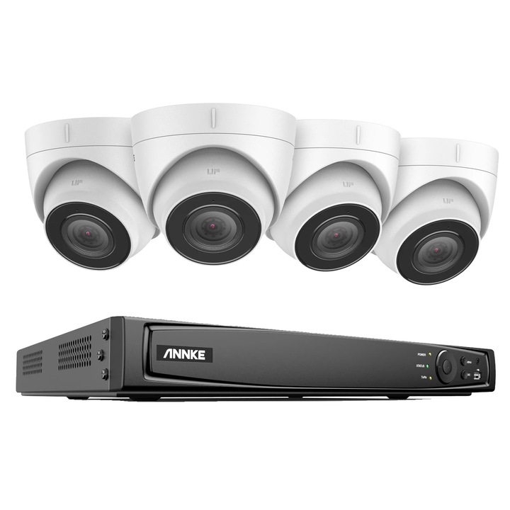 Kit Supraveghere Annke, 16CH NVR, 6 Camere, 8MP, 100ft, Viziune Nocturna, Audio Bidirectional