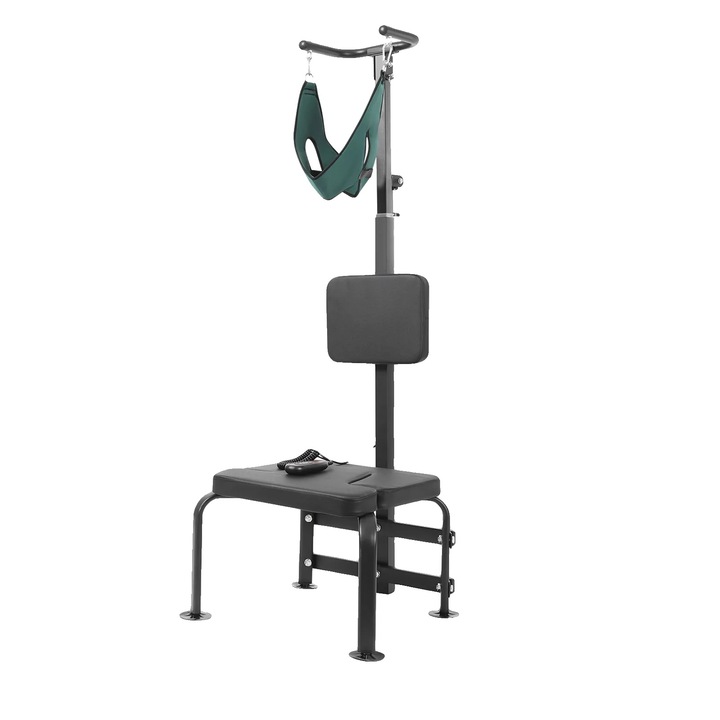 Dispozitiv de tractiune cervicala, lift hidraulic ajustabil, capacitate maxima 6000N, negru, 51x51cm