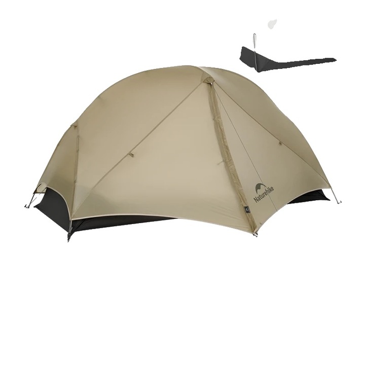 Ultrakönnyű kempingsátor, 2 személyes, vízálló, 60+135x210x100cm, barna