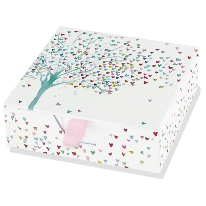 Kartetici zdobite Sercowe Drzewo, set 250 bucati, 10x10cm, ambalate in cutie eleganta cu panglica