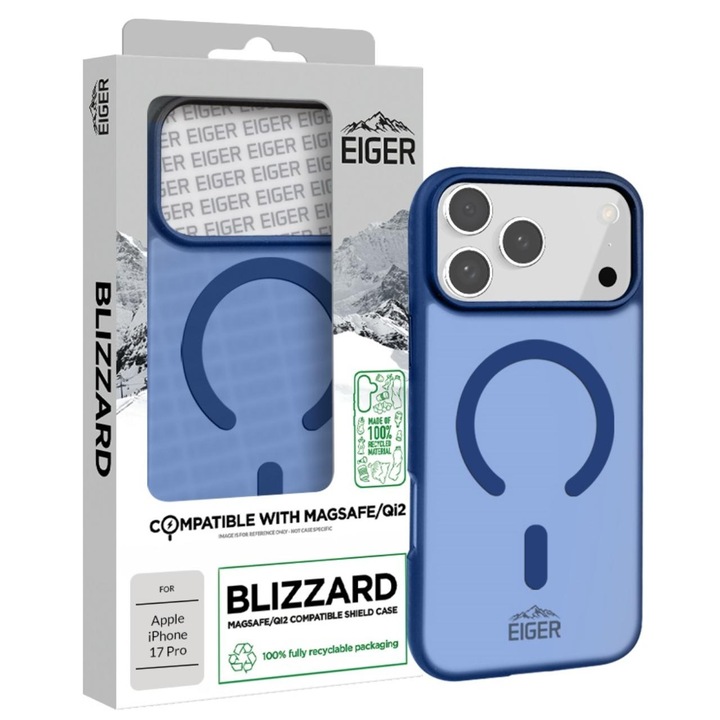 Husa Eiger Blizzard Magsafe GRS compatibila cu iPhone 17 Pro Albastru