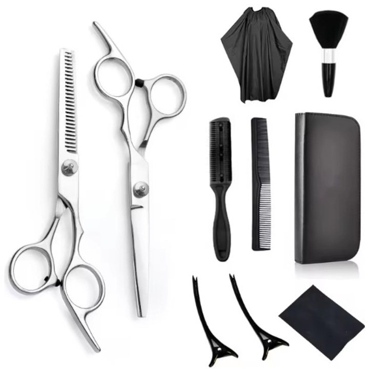 Professzionális 10 darabos hajvágó olló készlet – Fodrász ollók és kiegészítők fodrászathoz/szalonba
