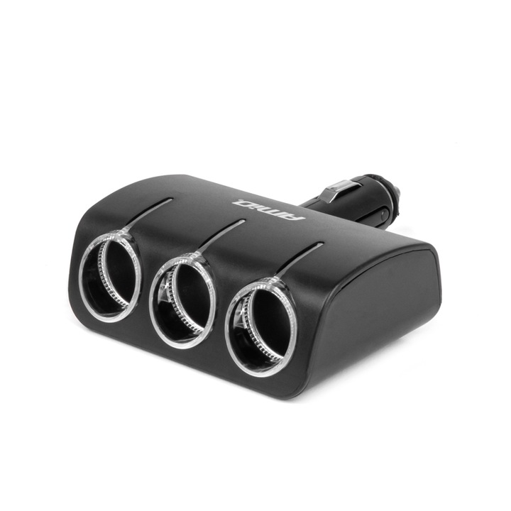 Divizor priza bricheta Amio, 3 porturi, 120W, 12/24V, 90°