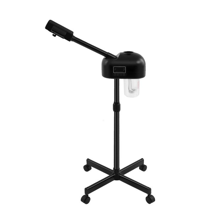 Aparat de aburi facial, inaltime ajustabila, display LCD, negru, 600 ml