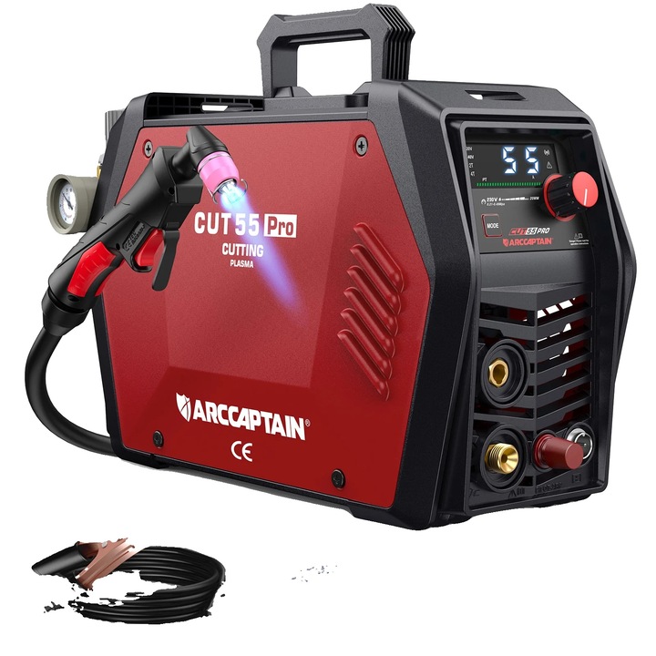 Taietor cu plasma, ARCCAPTAIN, control APP, arc pilot fara contact, 220V, 55A, 12mm x 20mm, display LED mare