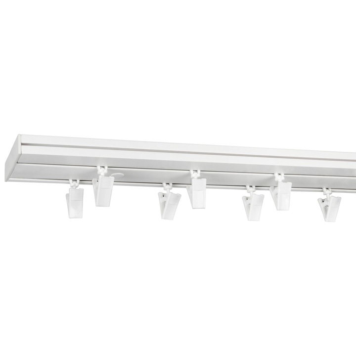 BOJANEK mennyezeti karnis szett, fehér PVC, 400 cm, 2 sín, forgatható kapcsok