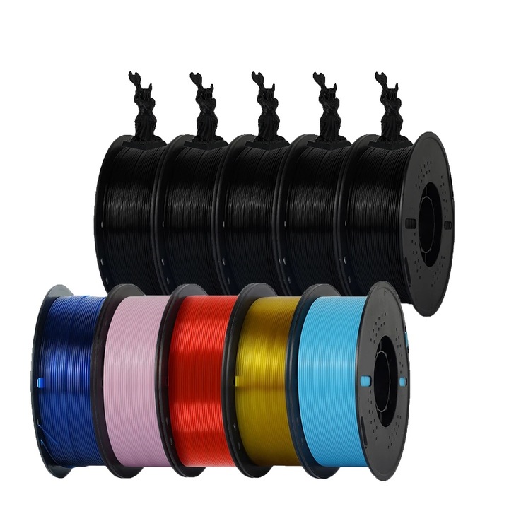 Filament 3D, PETG, 10KG szett, többszínű, 1.75mm, 320m/kg