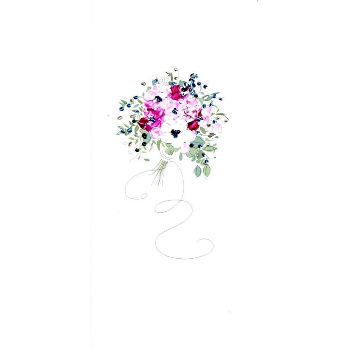 Felicitare MAK Kwiaty DL OG02 - Bukiet, 200 g/m2, alb, delicat