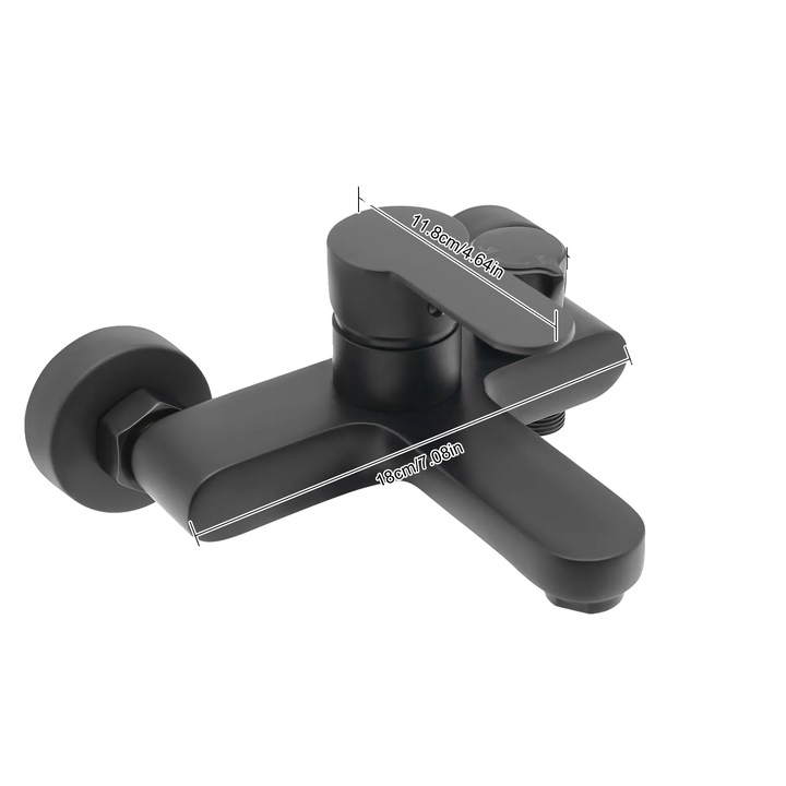 Fürdőszobai fali csaptelep, dupla kifolyós, fekete, egykaros