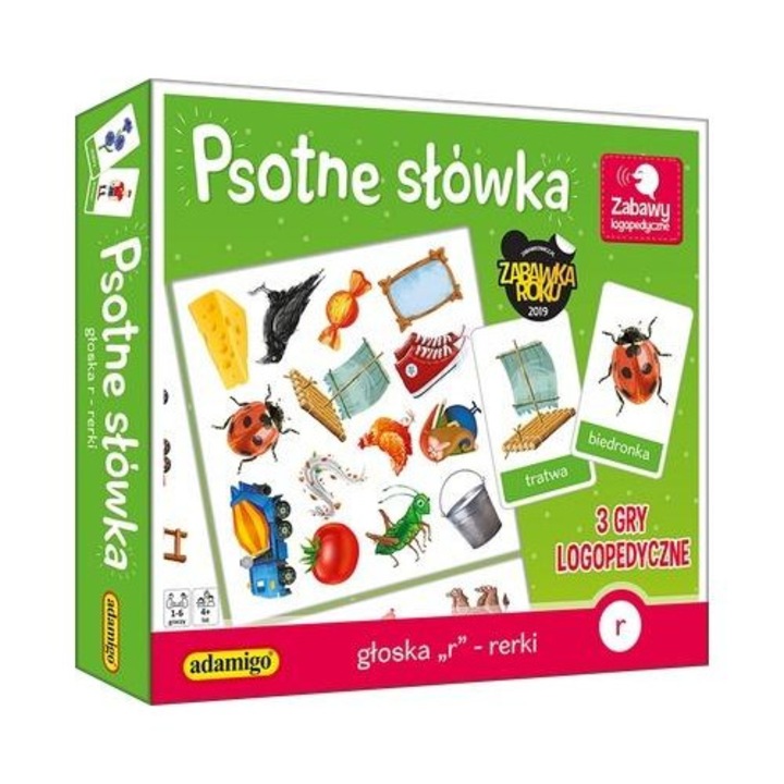 Adamigo oktatójáték, Psotne SLOWKA, 56 kártyás készlet, 1-6 játékos, 4-12 év