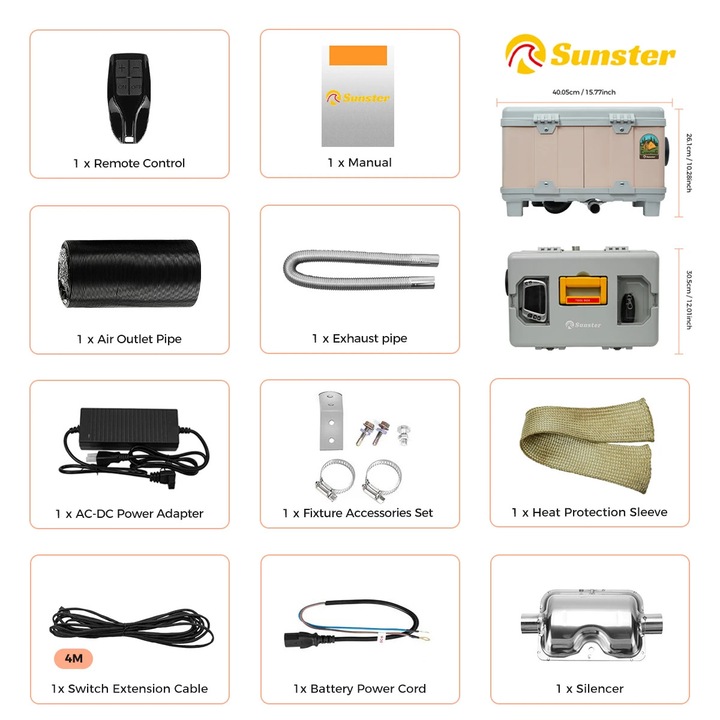 Incalzitor Diesel Portabil, Control Bluetooth, Design Compact, 8KW, 40x30x26cm