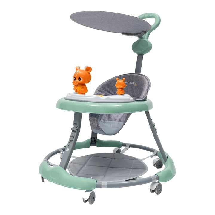 Premergator verde, inaltime ajustabila, muzica si lumini, capacitate 15 kg