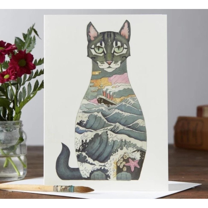 Felicitare A018 B6 cu coperta, DM Collection, motiv animalier, 330g/m2, Morski kot