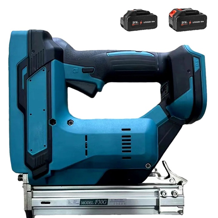 Електрически пистолет за пирони, безчетков мотор, ергономичен дизайн, с 2 батерии, 30 мм