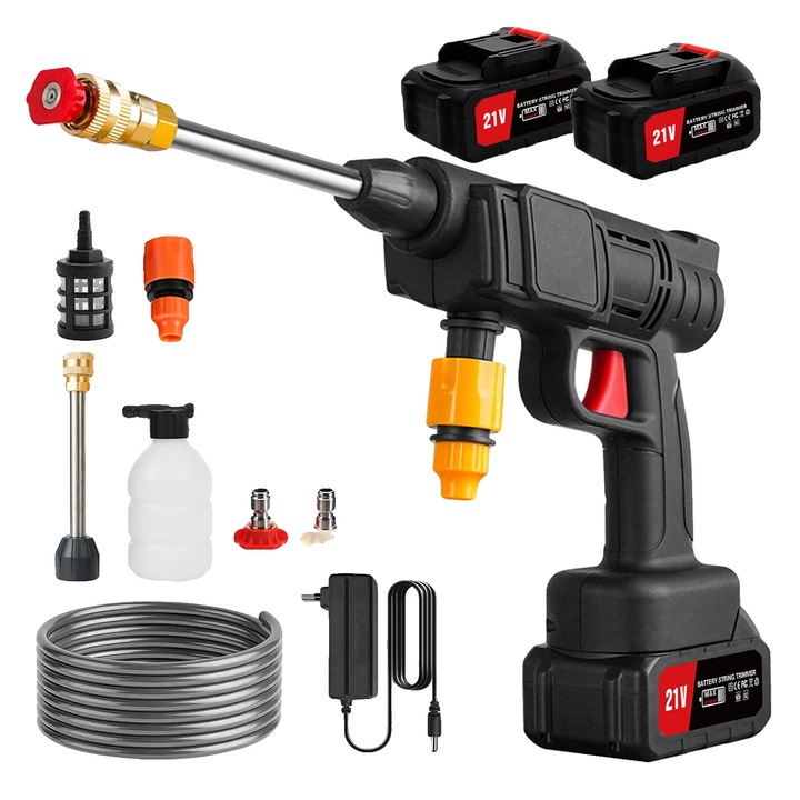 Aparat de spalat cu presiune electric, motor puternic, design portabil, 2 baterii, dimensiuni compacte