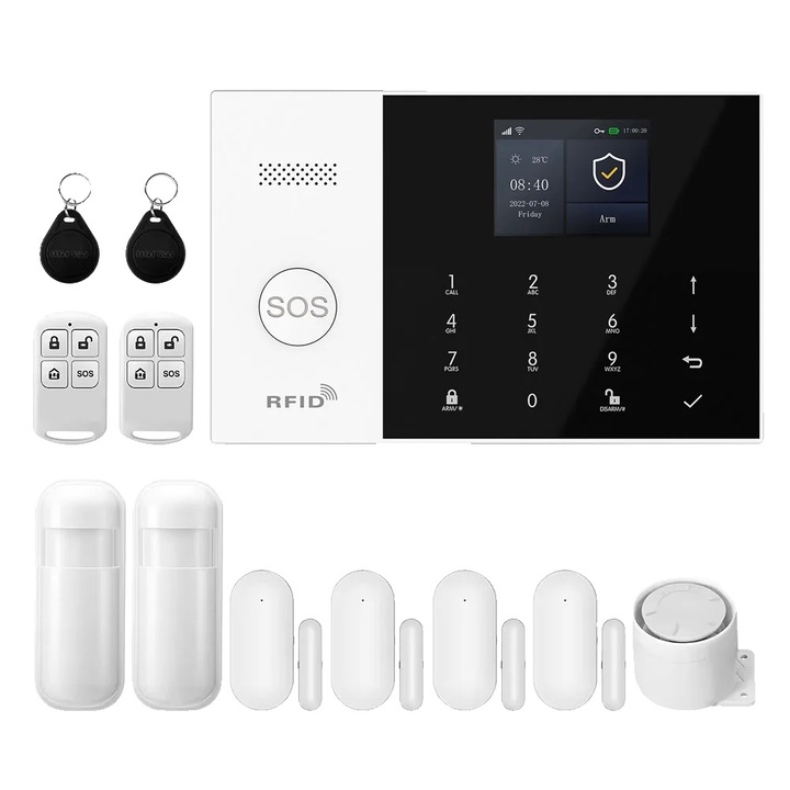 Sistem de alarma, integrare smart home, control prin aplicatie, 4G WiFi Kit, priza EU