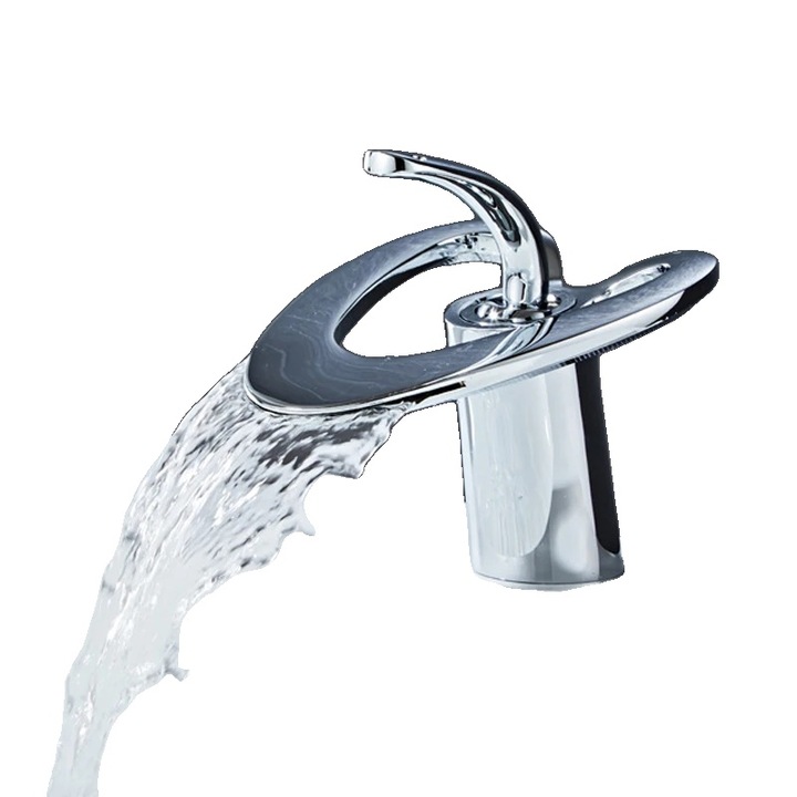 Csaptelep mosdóhoz, pultra szerelhető, modern design, króm, egykaros