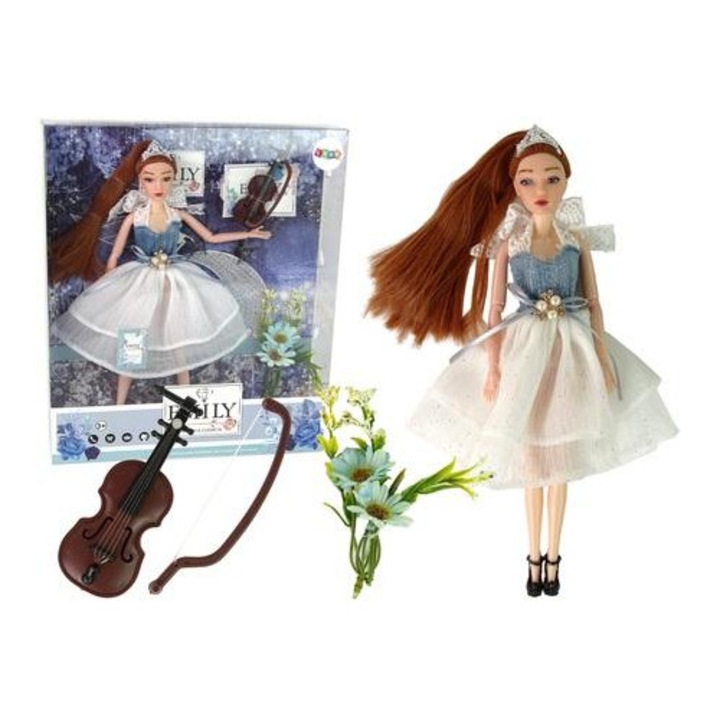 LEANToys Emily baba, virágos és hegedűs készlet, 30x8x4cm, 33x29x7cm