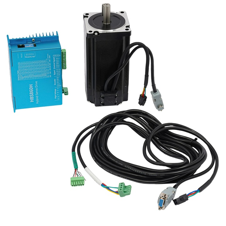 Kit motor pas cu pas, design inchis, cu cuplu mare, albastru, dimensiuni 15.1x5.2x9.75cm, 8.6x17cm