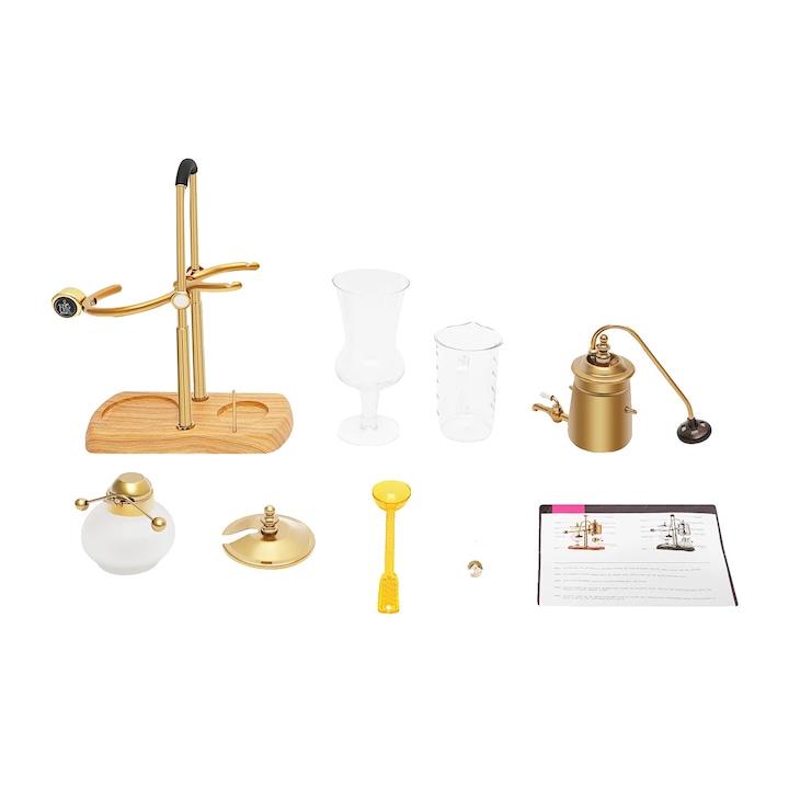 Cafetiere, Sistem de Preparare prin Vid, Set Complet, Aur, 23.5x12x38cm, 400ml