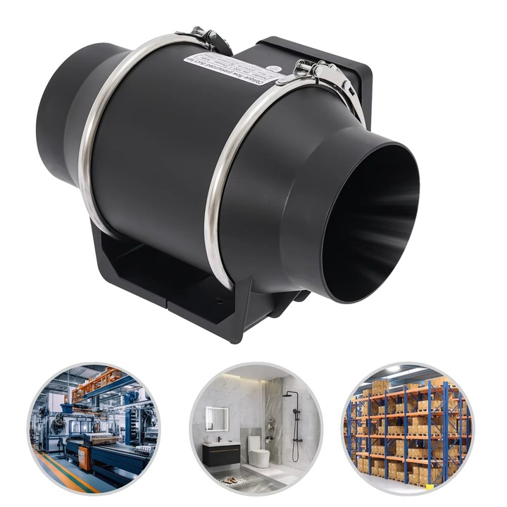 Ventilator de evacuare, 35W, 220 m/h, negru, instalare ductata