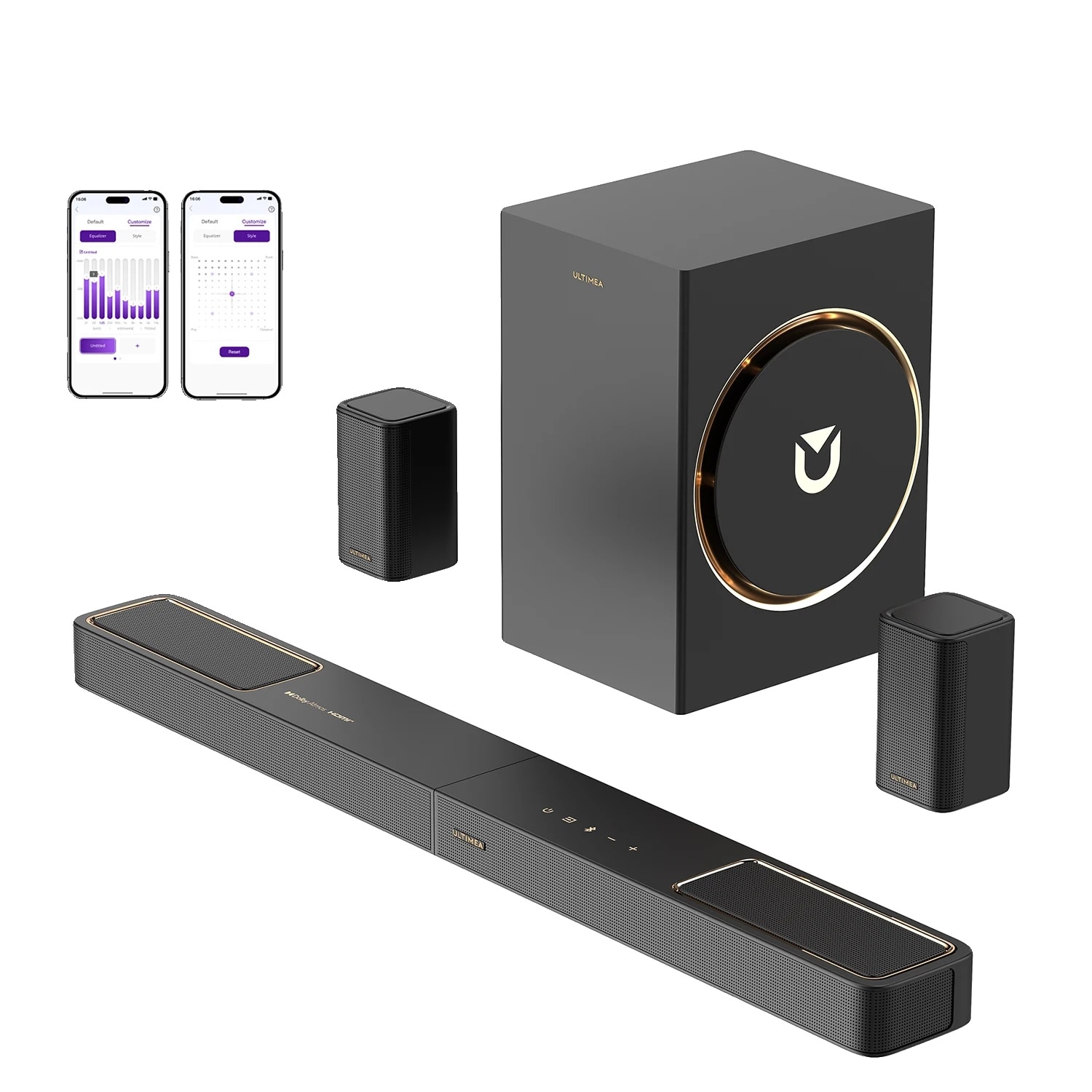 Soundbar Skywave F40 Boom, Ultimea, sistem 5.1.2 canale, sunet 360, cu doua difuzoare surround, control de la distanta, negru