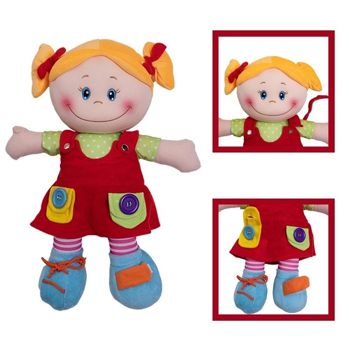 Askato interaktív baba, 46 cm, 3 színkombinációban, a motoros készségek fejlesztésére, 3 éves kortól gyermekeknek.