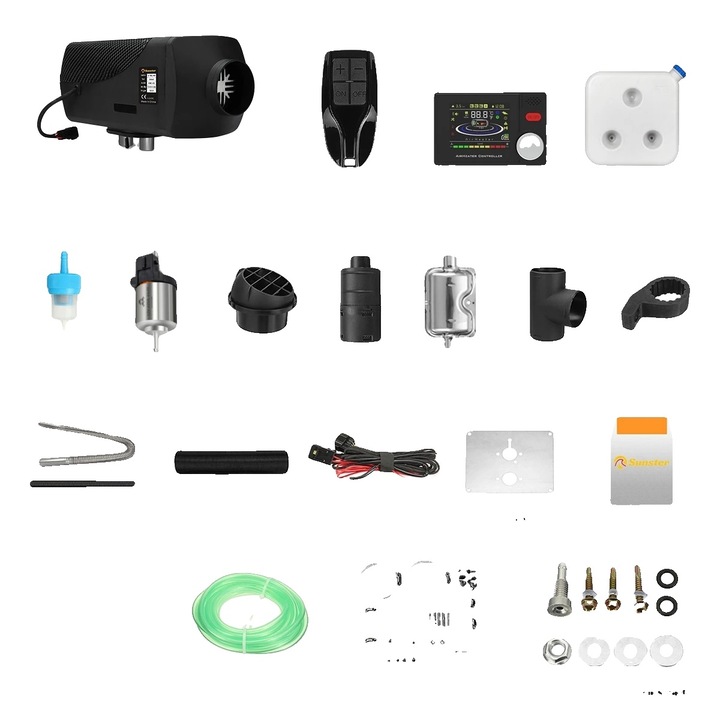 Incalzitor de aer, control Bluetooth, mod de ventilatie, 12V 24V, 8KW, 38x13.5x14cm