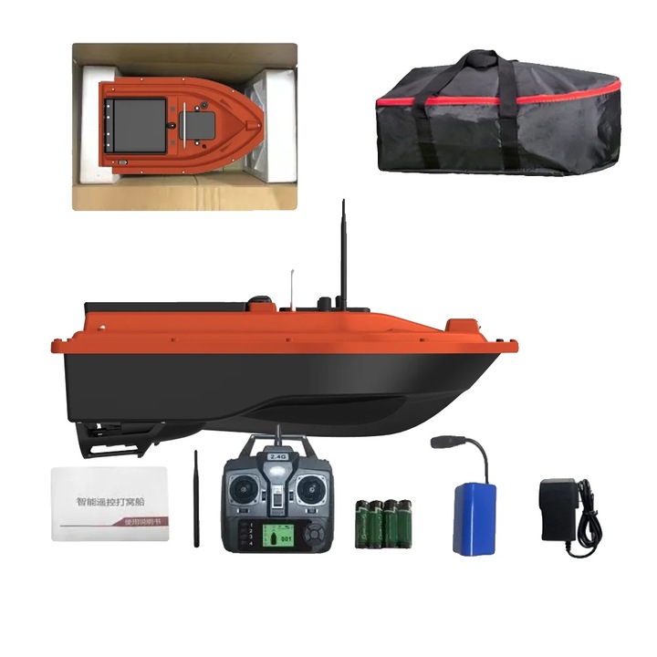 Barca de nadire GPS, D16B-Red, capacitate mare, control de la distanta, 12000mAh
