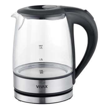 Fierbator electric Vivax WH-120G, 1630 W, 1.2 litri, sticla borosilicata, baza rotativa 360 °, incalzitor din otel inoxidabil, negru Fierbator electric Vivax WH-120G, 1630 W, 1.2 litri, sticla borosilicata, baza rotativa 360 °, incalzitor din otel inoxidabil, negru