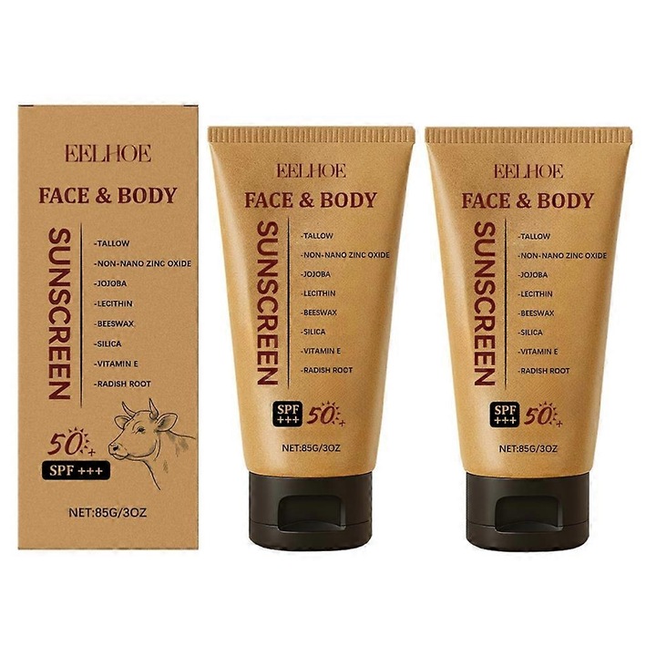 SPF50+ fényvédő krém, EELHOE, vízálló, nem zsíros, arcra és testre, 2x 85g