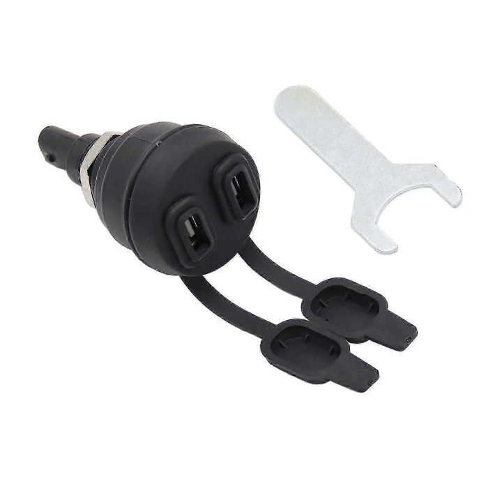 Priza dubla USB pentru motocicleta, 40x80mm, 5V/3300mA, culoare neagra, compatibila cu BMW K1600gt, K1600gtl, F850gs