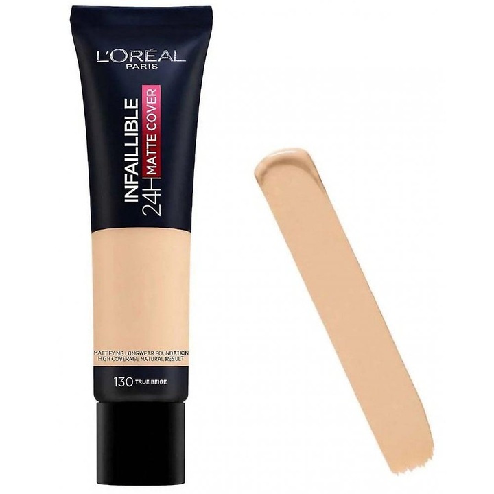 Fond de ten, L'Oreal Paris, 24 h rezistenta, acoperire mare, nuanta 130 True Beige