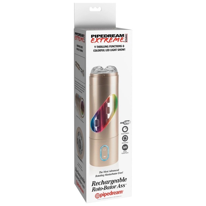 Мастурбатор, Pipedream Extreme Toyz, 9 режима на вибрация, функция за промяна на посоката, сребрист, 24,1 см