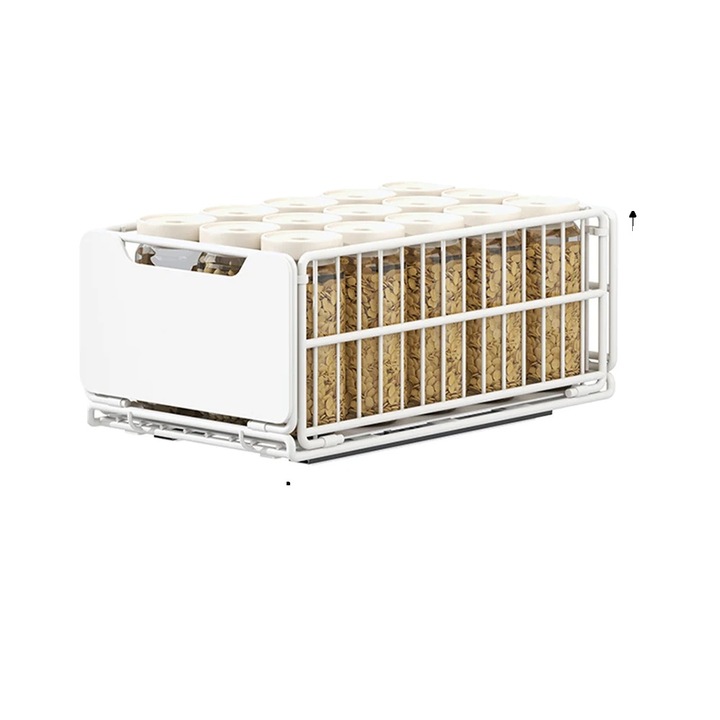 Organizator sertar, design retractabil, capacitate mare, alb, 30cm