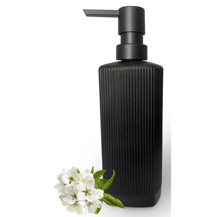 Folyékony szappanadagoló, asztali, üveg, fekete, 350 ml