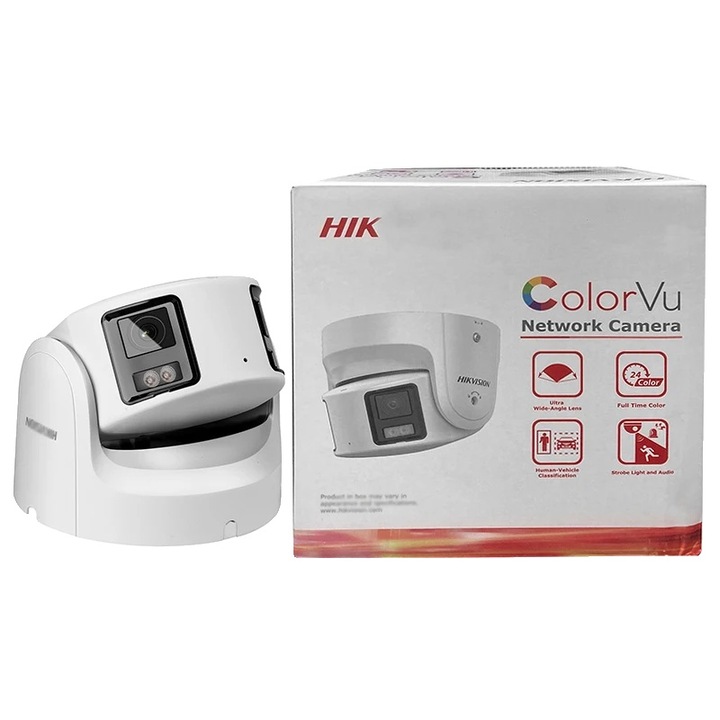 Camera de supraveghere panoramica, 8MP, viziune nocturna color, alb, rezistenta la intemperii IP67