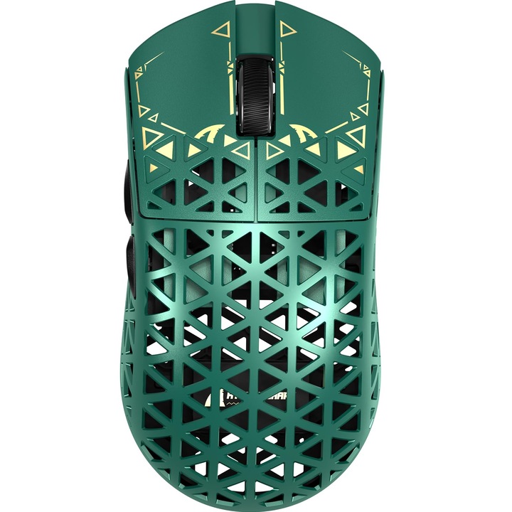 Mouse de gaming wireless ATTACK SHARK R5Ultra 8K din fibra de carbon cu 42000 DPI - senzor PAW3950 MAX - 39g, ultra-usor - cip Nordic 52840 MCU - mouse programabil wireless/BT/2.4GHz pentru PC/Mac (verde)
